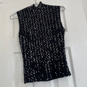 VINTAGE X-S brand Black and silver Sequin Sleeveless going out Top